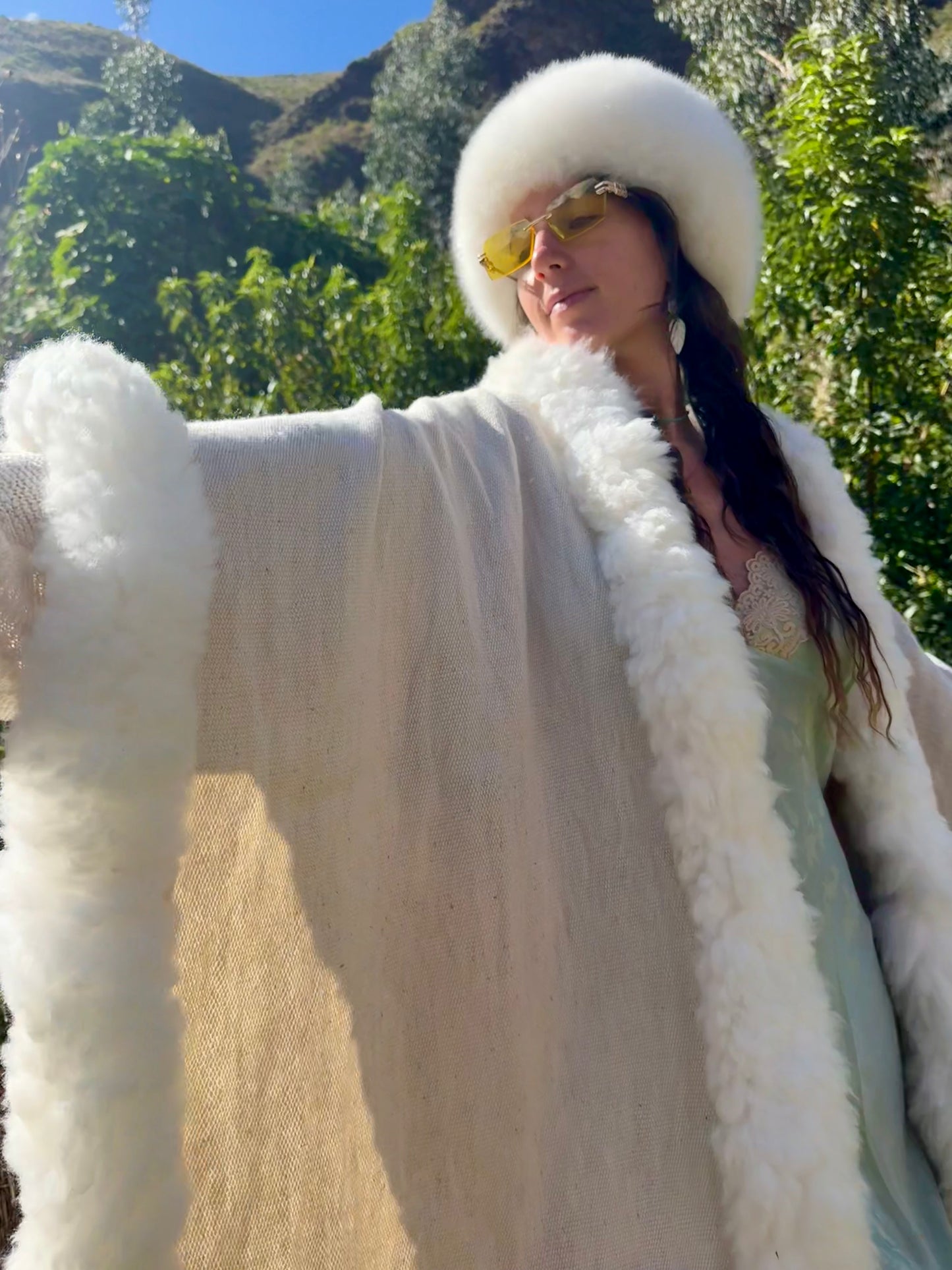 White Handwoven Alpaca Cape